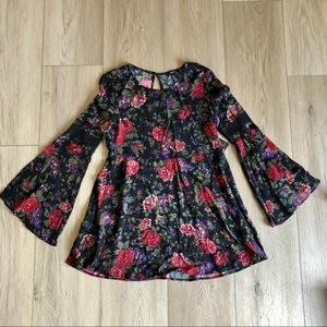 Mini Floral Vintage BabyDoll Dress Bell Sleeve Empire